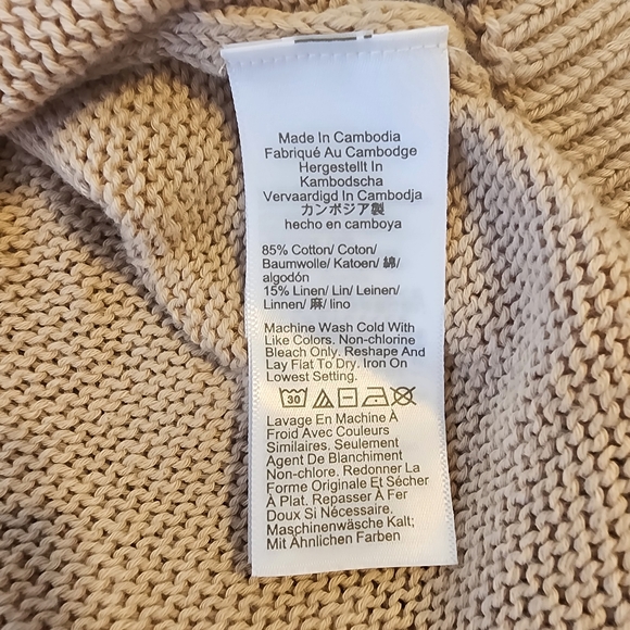 J. Crew Factory Beige Tie Neck Cotton Blend Sweater in sz Med - Picture 5 of 5